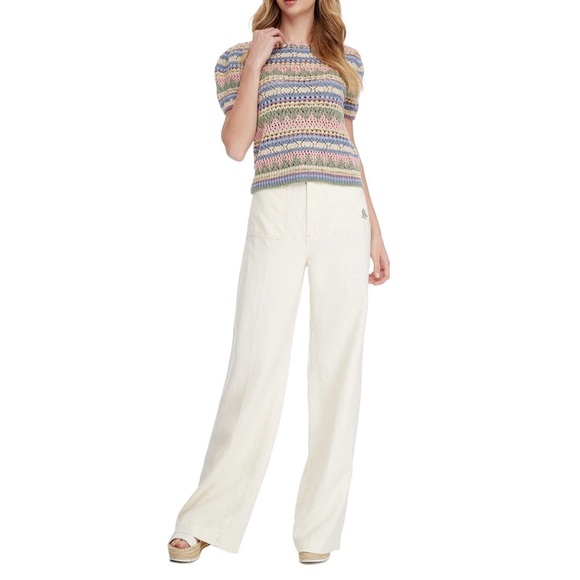 Ralph Lauren Crocheted Knit Sweater Top Crewneck Tee Pastel Vintage Striped S - Picture 10 of 14